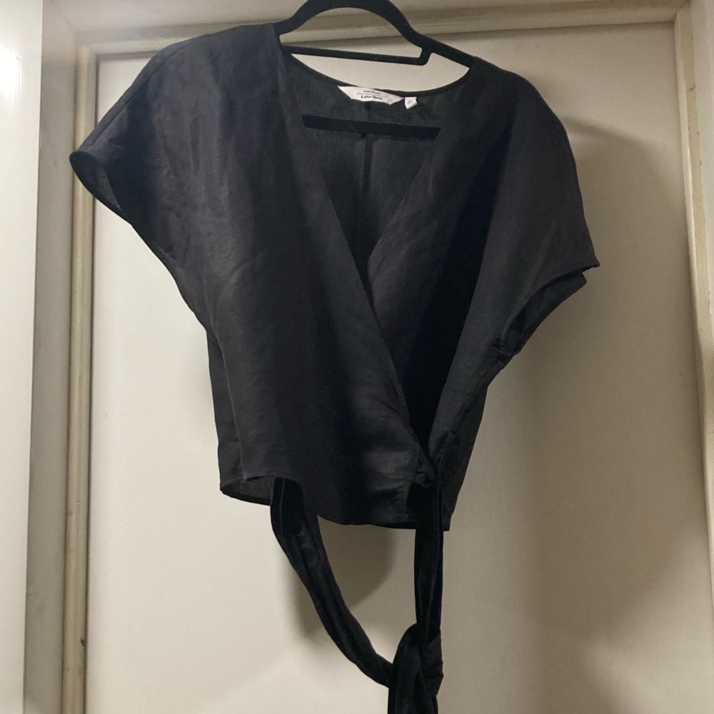 & Other Stories Linen Blend Wrap Blouse